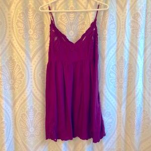 Purple Sleeveless Lace Dress